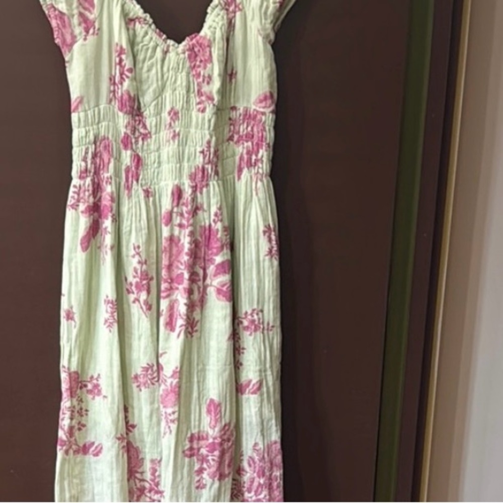 Free People Light Green Floral Cotton Maxi Dress